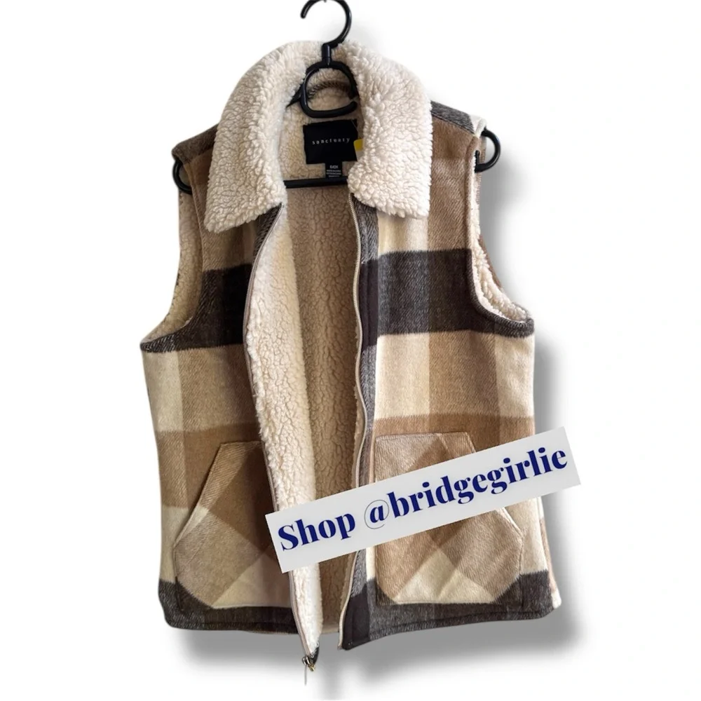 Sanctuary Shearling Lined Plaid Vest